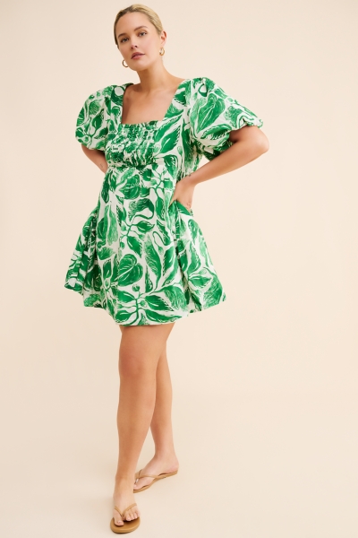 green blazer dress with belt Margo Babydoll Dress in Green Stripe – Worth Collective main image 0