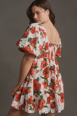 Square-Neck Smocked Babydoll Dress