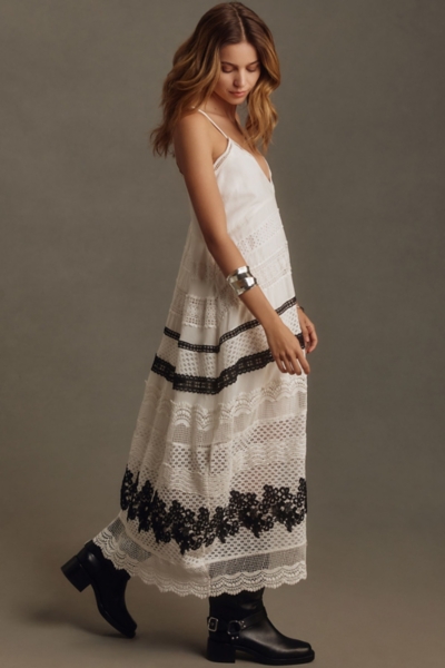 Sleeveless V-Neck Lace Midi Dress | Nuuly