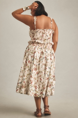 Sleeveless Smocked-Waist Ruffled Midi Dress | Nuuly