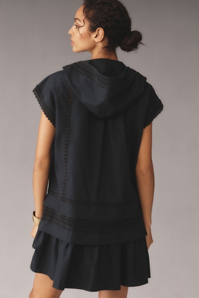 Short-Sleeve Flounce Poplin Hoodie Mini Dress | Nuuly