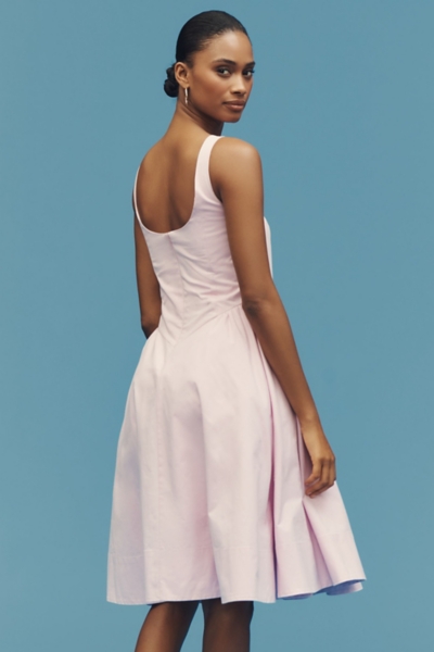 Sleeveless Scoop-Neck Basque-Waist Midi Dress | Nuuly