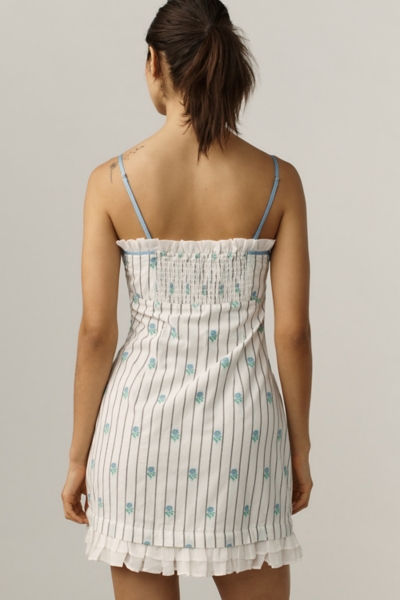 Sleeveless Jacquard Ruffle-Hem Mini Dress | Nuuly