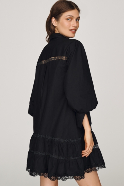 lace trim shirt dress Coast Women's Satin Trim Lace Shirt Midi Dress in Dusty Blue