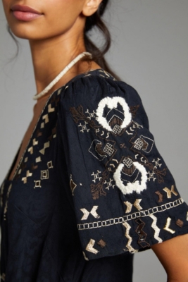 Embroidered Tunic Mini Dress