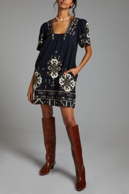 Embroidered Tunic Mini Dress