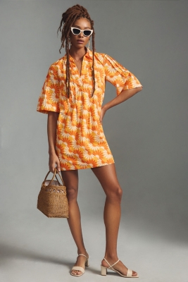 Printed V-Neck Tunic Dress