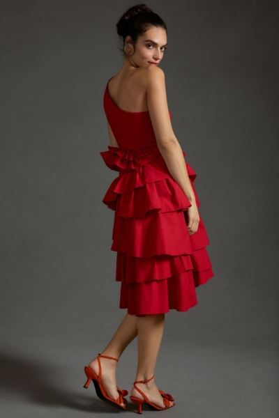 One-Shoulder Tiered Midi Dress | Nuuly