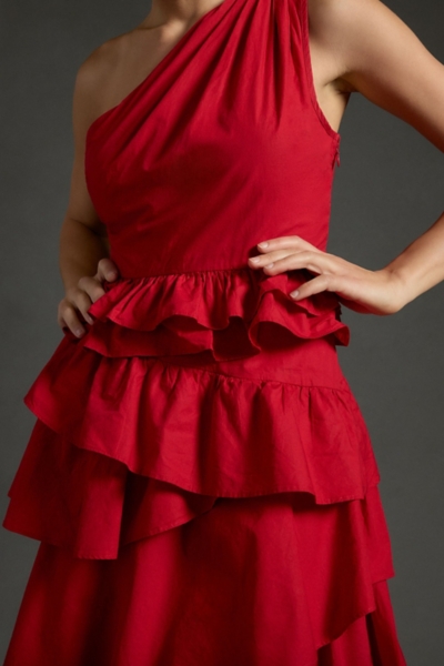 knee length dresses for ladies Marcella Women's Manhattan One Shoulder Midi Dress