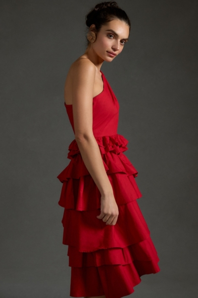 One-Shoulder Tiered Midi Dress | Nuuly