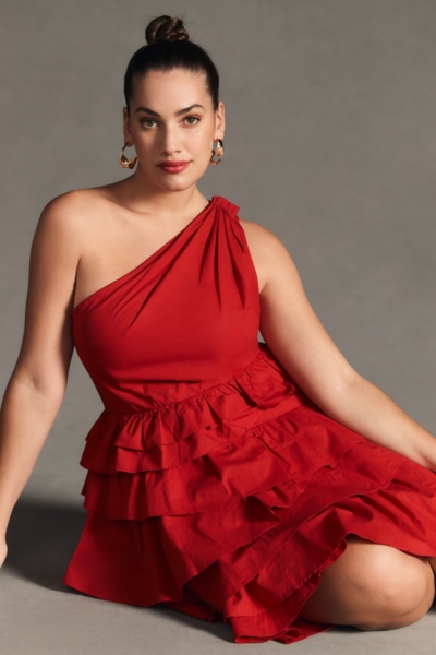 One-Shoulder Tiered Midi Dress | Nuuly