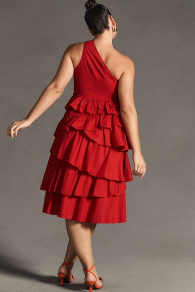One-Shoulder Tiered Midi Dress | Nuuly