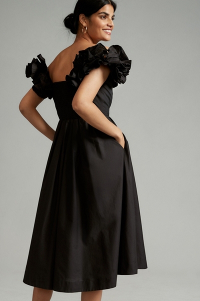 Ruffled-Neckline Pleated Dress | Nuuly