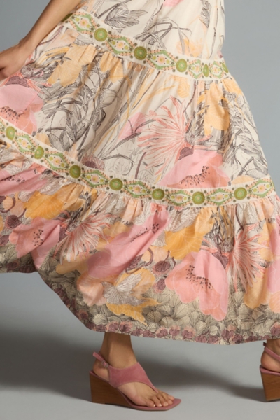 blue maxi dress with pink flowers Blue Spaghetti Straps A Line Long Floral Prom Dress, Blue / 18