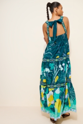 Square-Neck Floral Maxi Dress