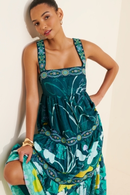 Square-Neck Floral Maxi Dress