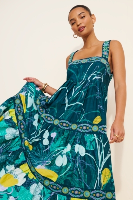 Square-Neck Floral Maxi Dress