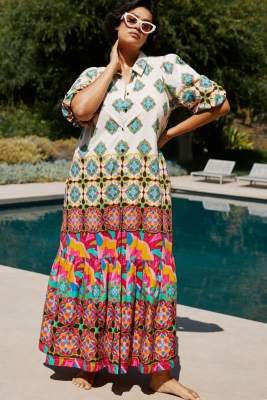 Mixed Print Buttondown Maxi Dress Nuuly