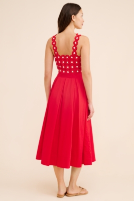 Crochet Poplin Twofer Midi Dress