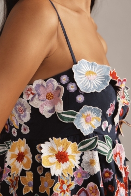 Linen Blend Sleeveless Drop-Waist Midi Dress