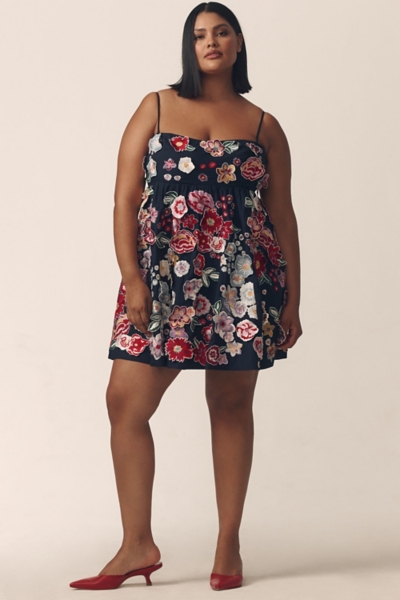 white christmas dresses Short Babydoll Homecoming Dress with Floral Print Black / 6 main image 0