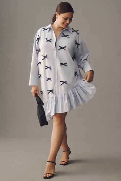 Long-Sleeve 3D Bows Asymmetrical Mini Dress