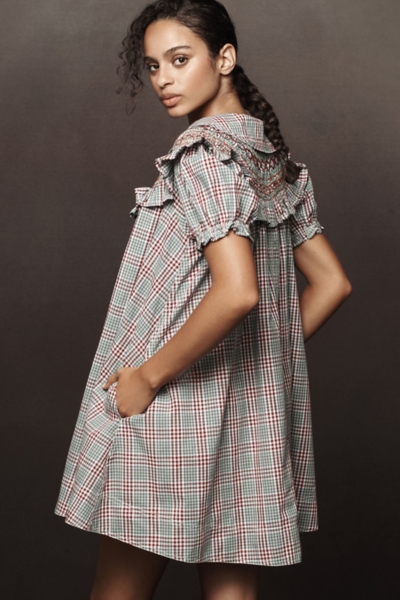 Short-Sleeve V-Neck Smocked Babydoll Mini Dress | Nuuly
