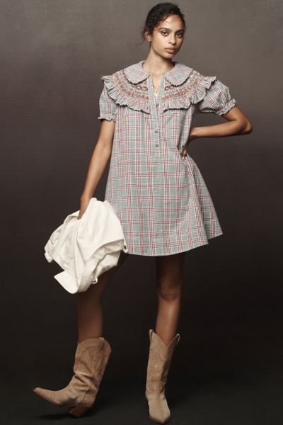 Short-Sleeve V-Neck Smocked Babydoll Mini Dress | Nuuly