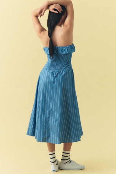 Strapless Rosette Asymmetrical Drop-Waist Midi Dre | Nuuly