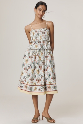 Smocked Peplum Midi Dress Nuuly