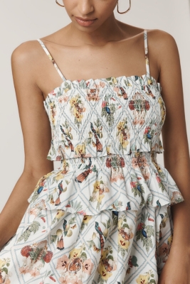 Smocked Peplum Midi Dress