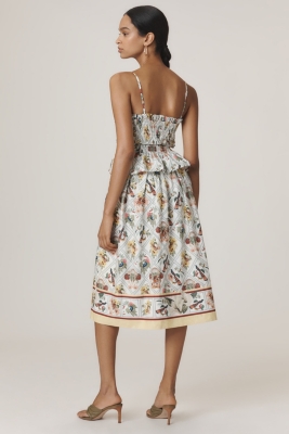 Smocked Peplum Midi Dress