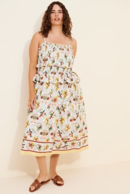 Smocked Peplum Midi Dress