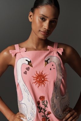 Embroidered Mini Shift Dress