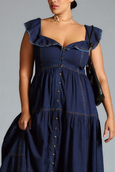 white christmas dresses Denim Finley Flutter Sleeve Dress main image 1