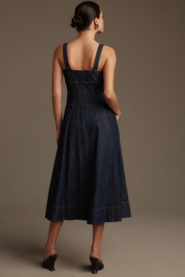 Square-Neck Buttondown Corset Dress
