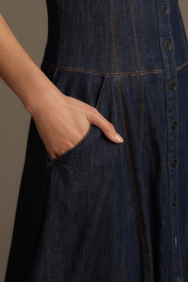 Square-Neck Buttondown Corset Dress