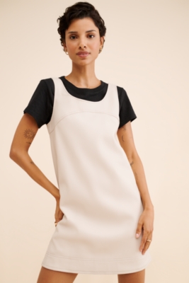 Plongé Leather Scoop Fitted Mini Dress | VERSACE US