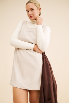 Vegan Leather Scoop-Neck Shift Mini Dress | Nuuly