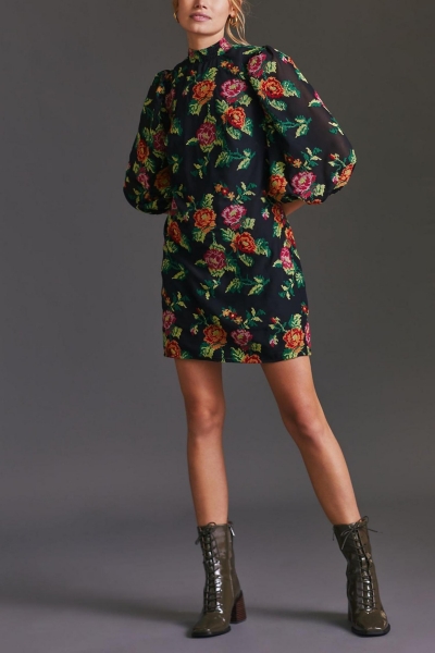 Embroidered Mini Shift Dress | Nuuly