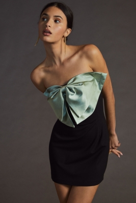 ribbon tie mini dress Current Mood Taffeta Ribbon Tie Mini Dress