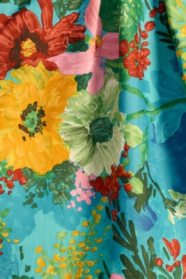 One-Shoulder Pleated Floral Dress