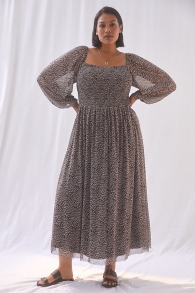 knee length dresses for ladies Ella Rafaella Plus Size Smocked Midi Dress - Black main image 1