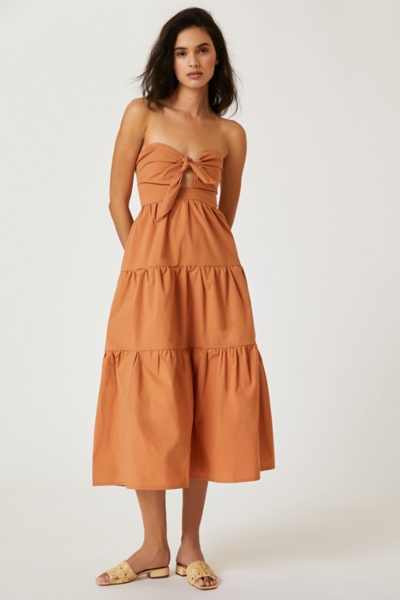 Strapless Tie-Front Midi Dress | Nuuly