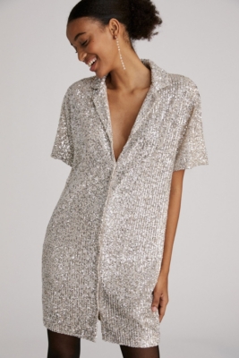 Sequined Mini Shirtdress | Nuuly