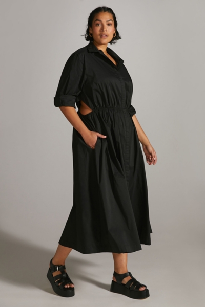 cut out midi shirt dress Cecilie Cut Out Shirt Midi Dress / White | MESHKI