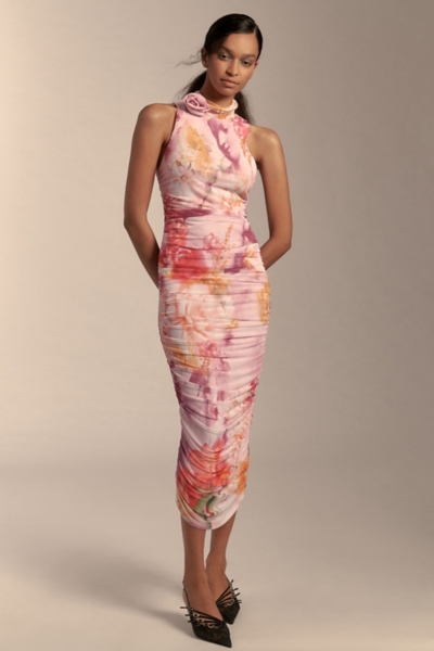 Fiorella Mock-Neck Rosette Midi Dress | Nuuly