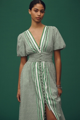 Semi-Sheer Puff-Sleeve Mini Dress
