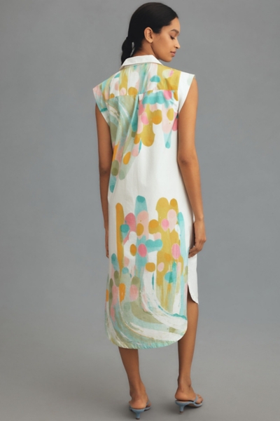 Cap-Sleeve Floral Button-Front Midi Dress | Nuuly