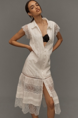 Sleeveless Collared Lace Midi Dress | Nuuly